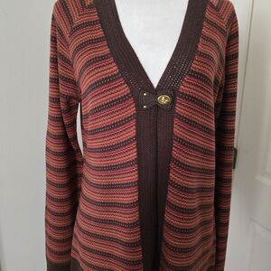 Adrienne Vittadini Multicolor Striped Cardigan